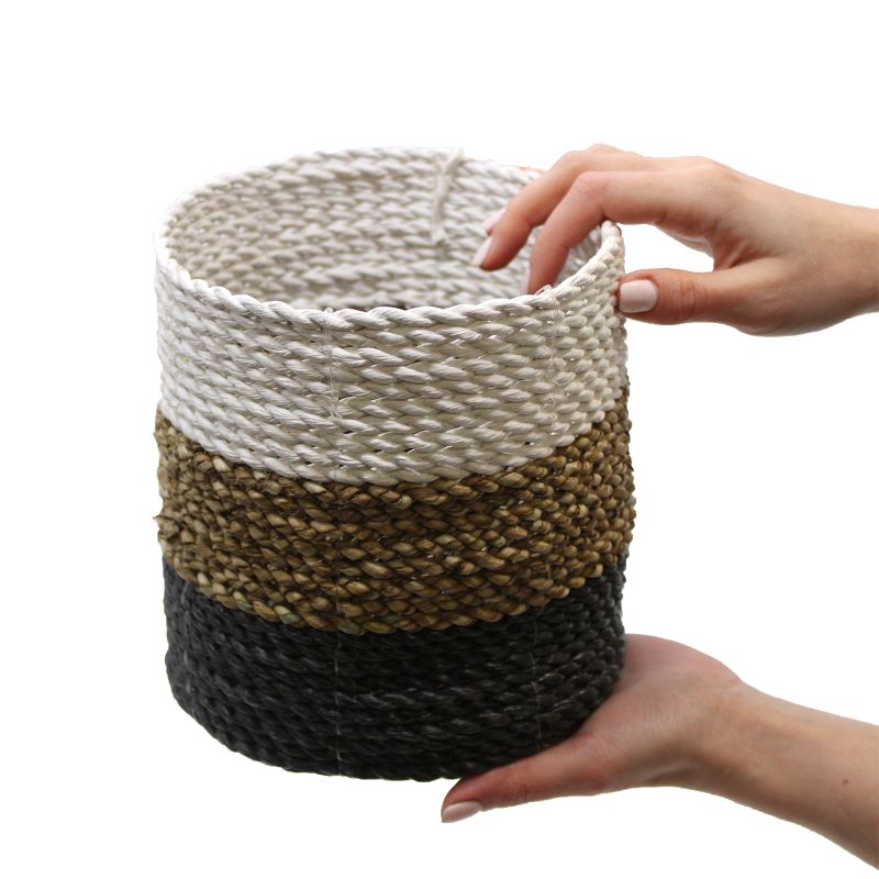 Set of 3 Seagrass Basket Set - Natural White