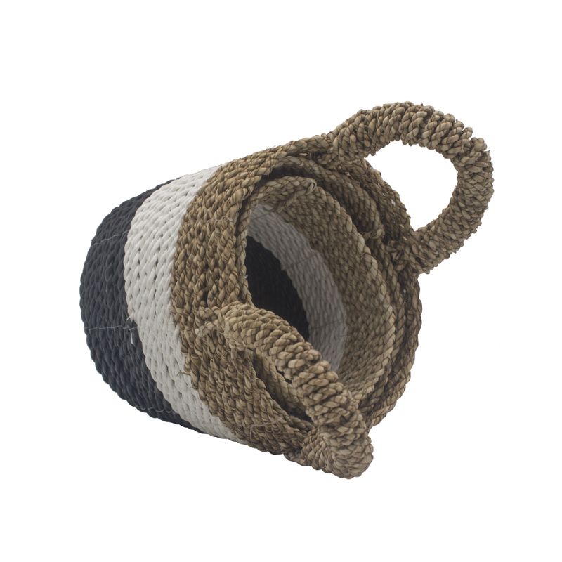 Set of 3 Seagrass Basket Set - Orange / Natural / White