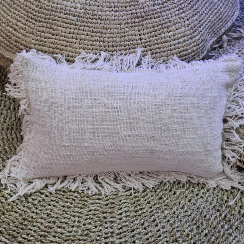 Linen Cushion Cover 30x50cm with fringe