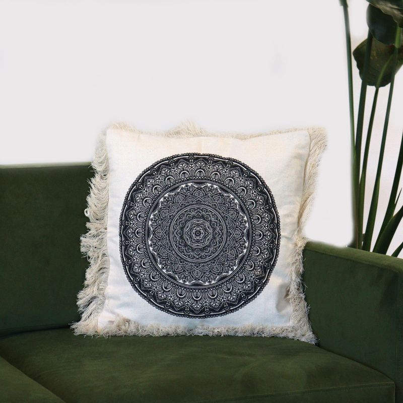 Traditional Mandala Cushion Covers - 45x45cm - black