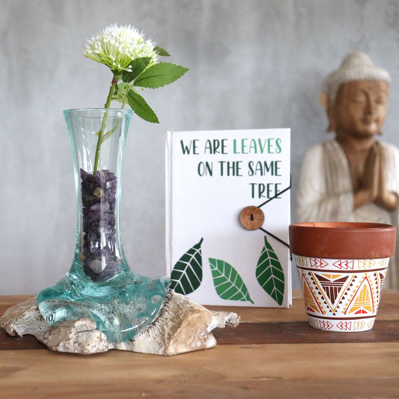 Glass on Whitewash Wood - Vase - Sm