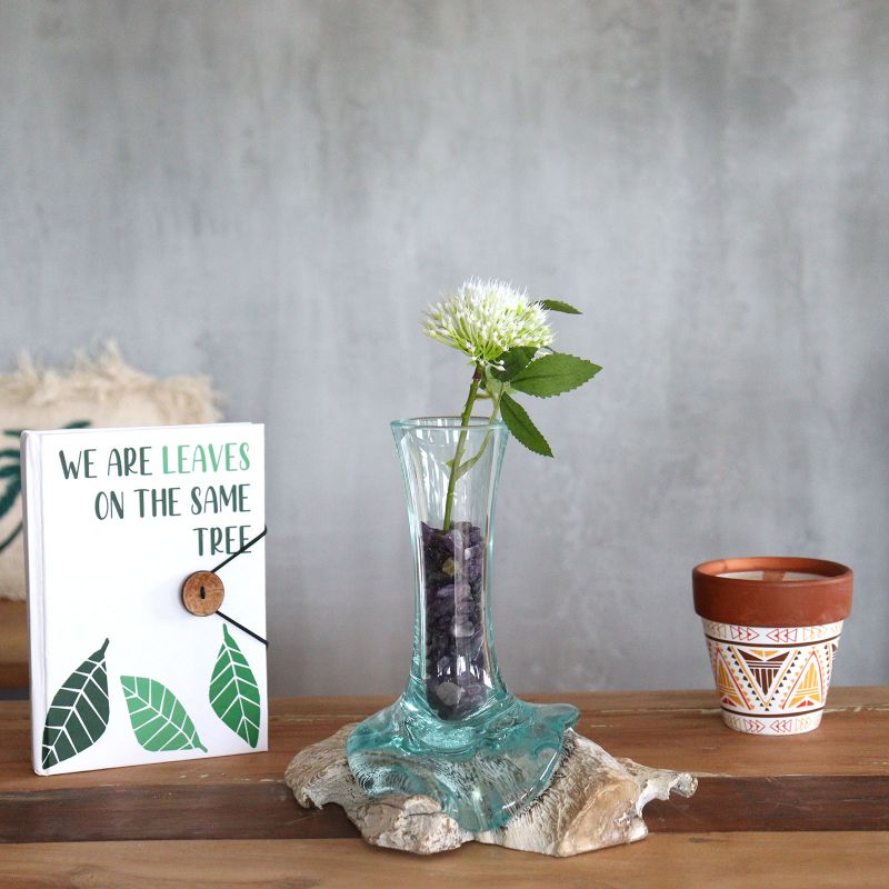 Glass on Whitewash Wood - Vase - Sm