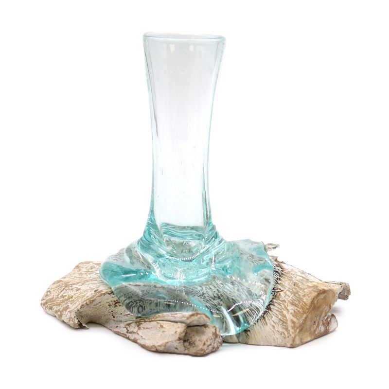 Glass on Whitewash Wood - Vase - Sm