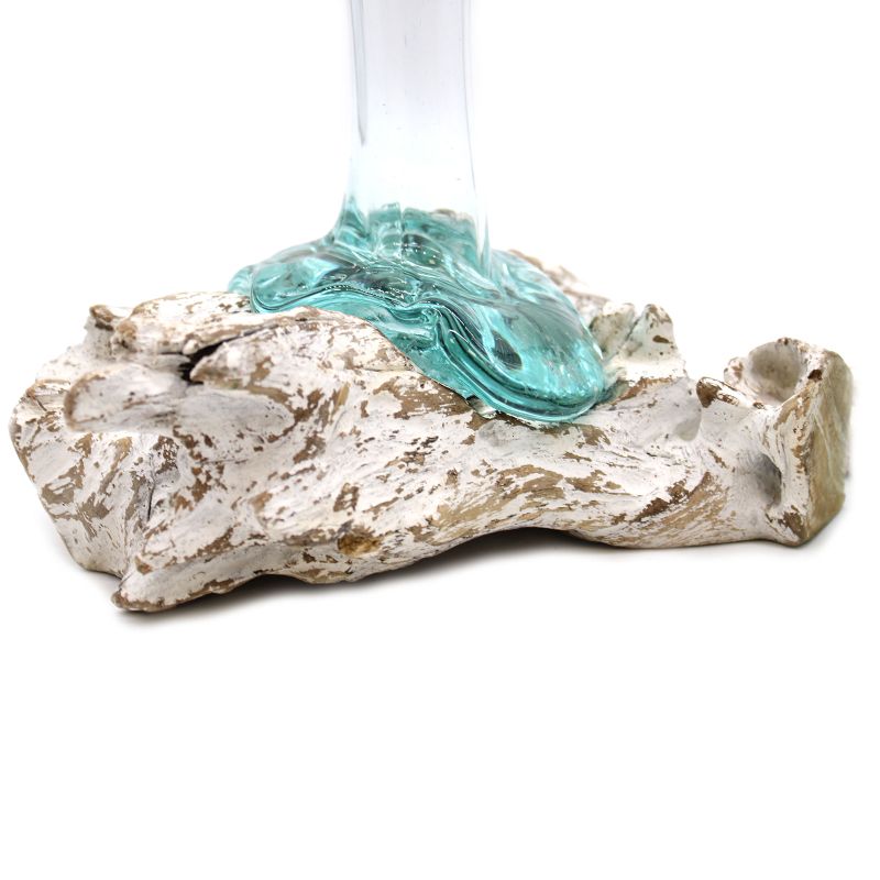 Glass on Whitewash Wood - Vase - Medium