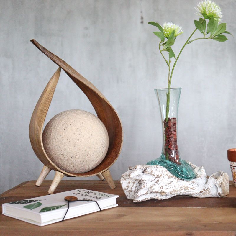Glass on Whitewash Wood - Vase - Medium