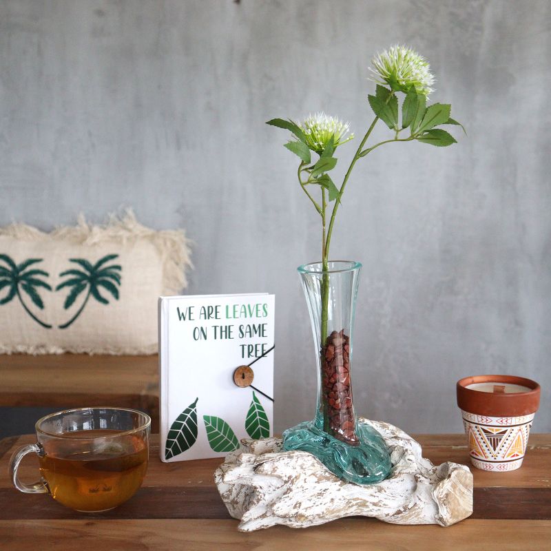 Glass on Whitewash Wood - Vase - Medium