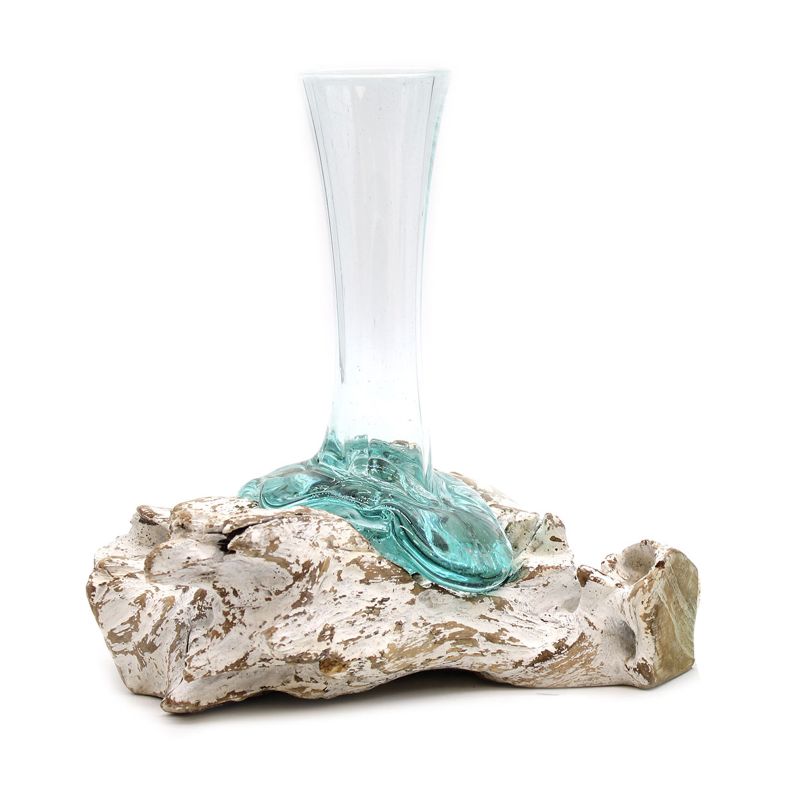 Glass on Whitewash Wood - Vase - Medium