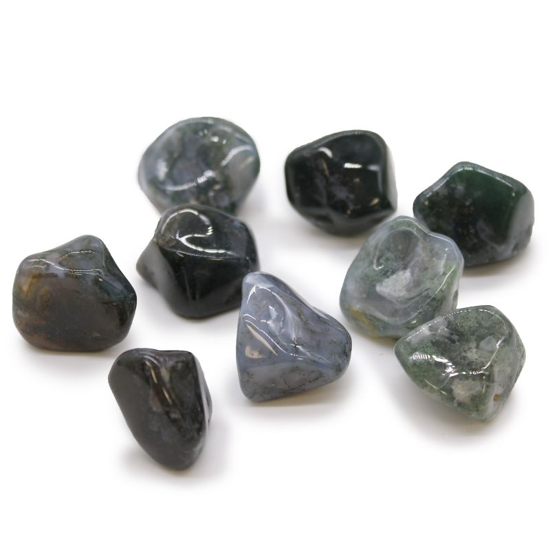 XL Tumble Stones - Green Moss Agate