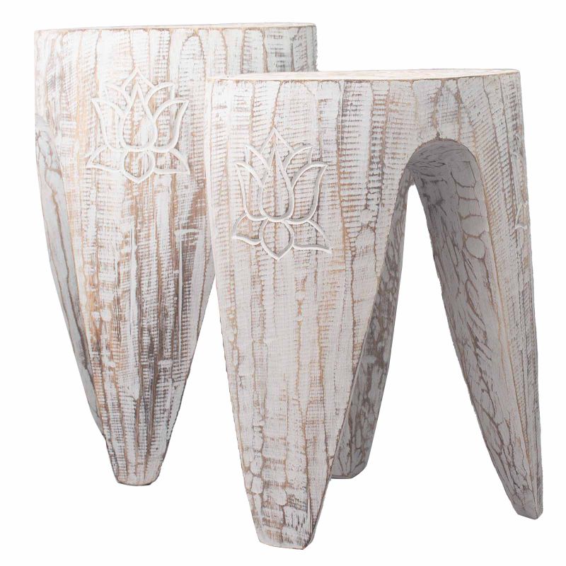 Set of 2 Interlocking Plant Stands - Lrg Whitewash