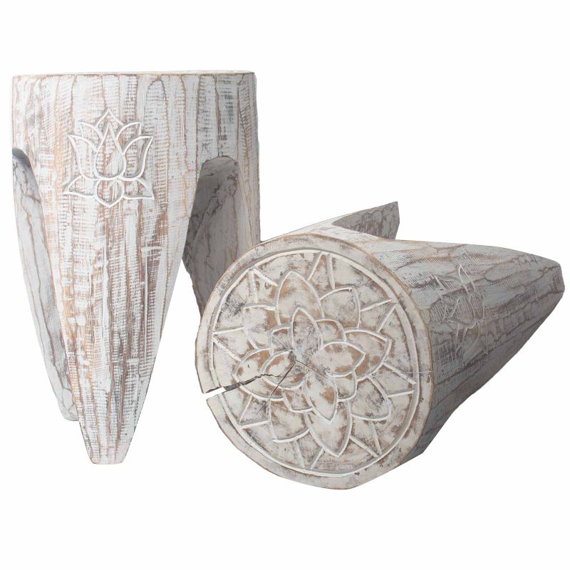 Set of 2 Interlocking Plant Stands - Lrg Whitewash