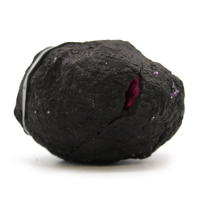 Coloured Calcite Geode 8.5x6cm - Black Rock - Dark Red