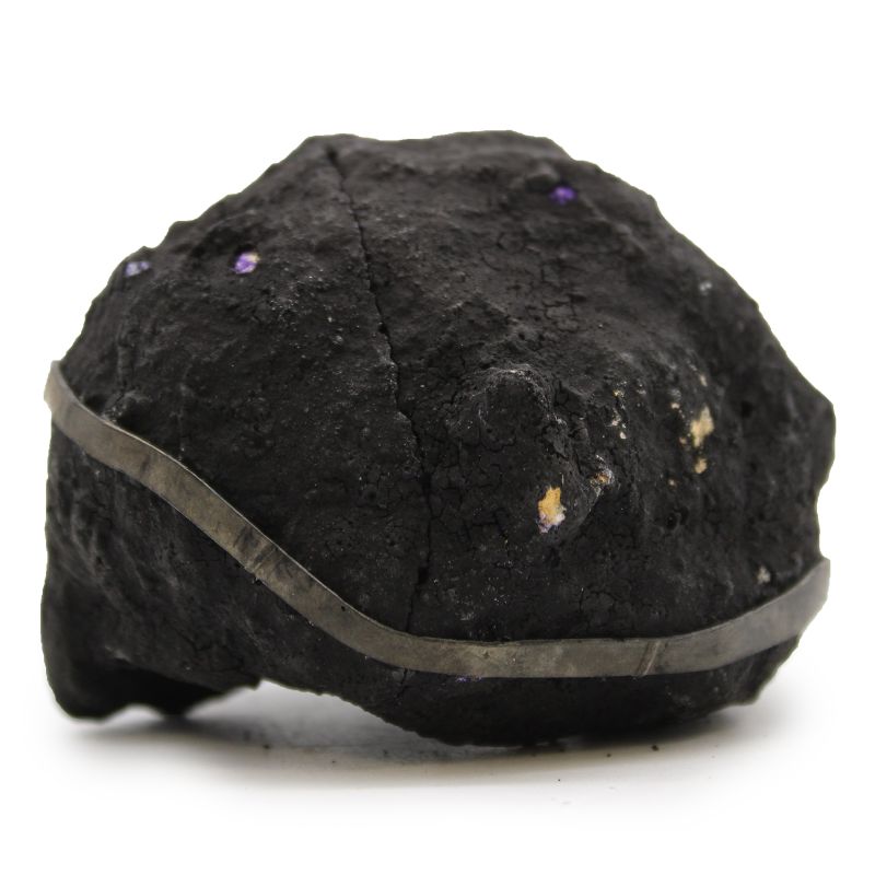 Coloured Calcite Geode 8.5x6cm - Black Rock - Purple