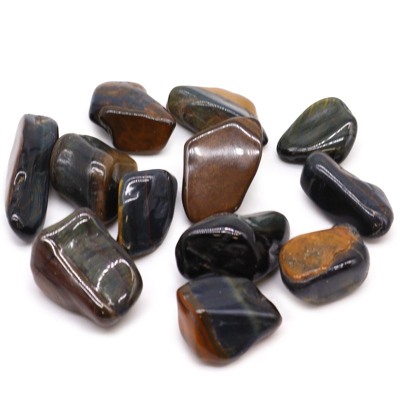 Medium African Tumble Stone - Tigers Eye - Blue