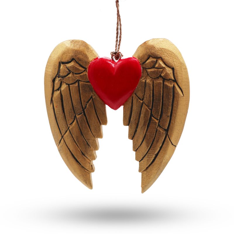 Gold Xmas Angel Wing & Heart - Black detail