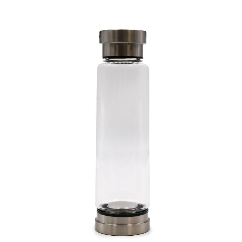Glass Water Bottle - Metal Base & Lid
