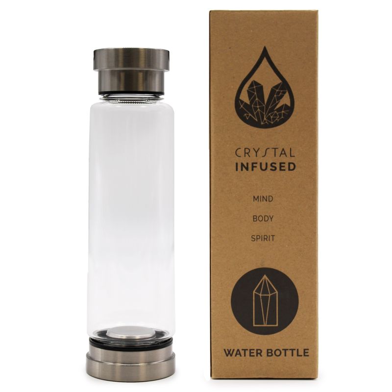 Glass Water Bottle - Metal Base & Lid