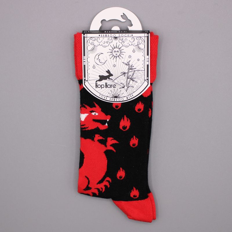 Hop Hare Bamboo Socks - Red Dragons S/M