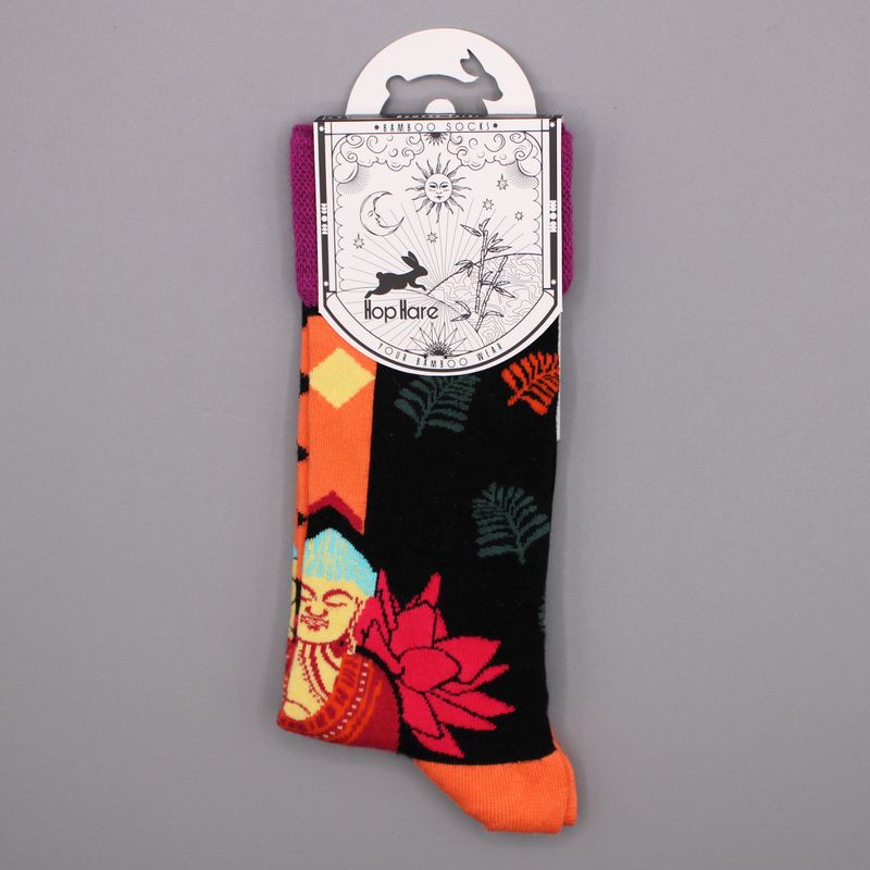 Hop Hare Bamboo Socks - Purple Buddha & Lotus S/M