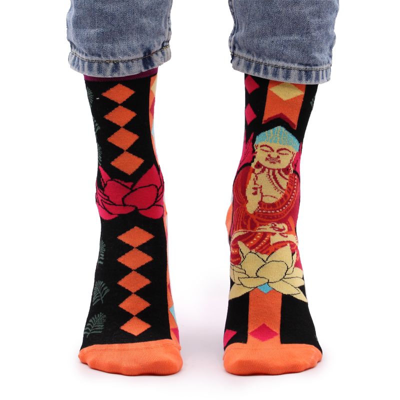 Hop Hare Bamboo Socks - Purple Buddha & Lotus S/M