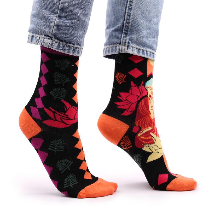Hop Hare Bamboo Socks - Purple Buddha & Lotus S/M