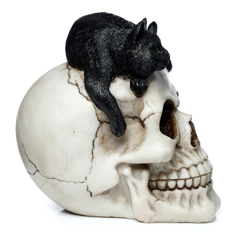 Skull with Black Cat Ornament