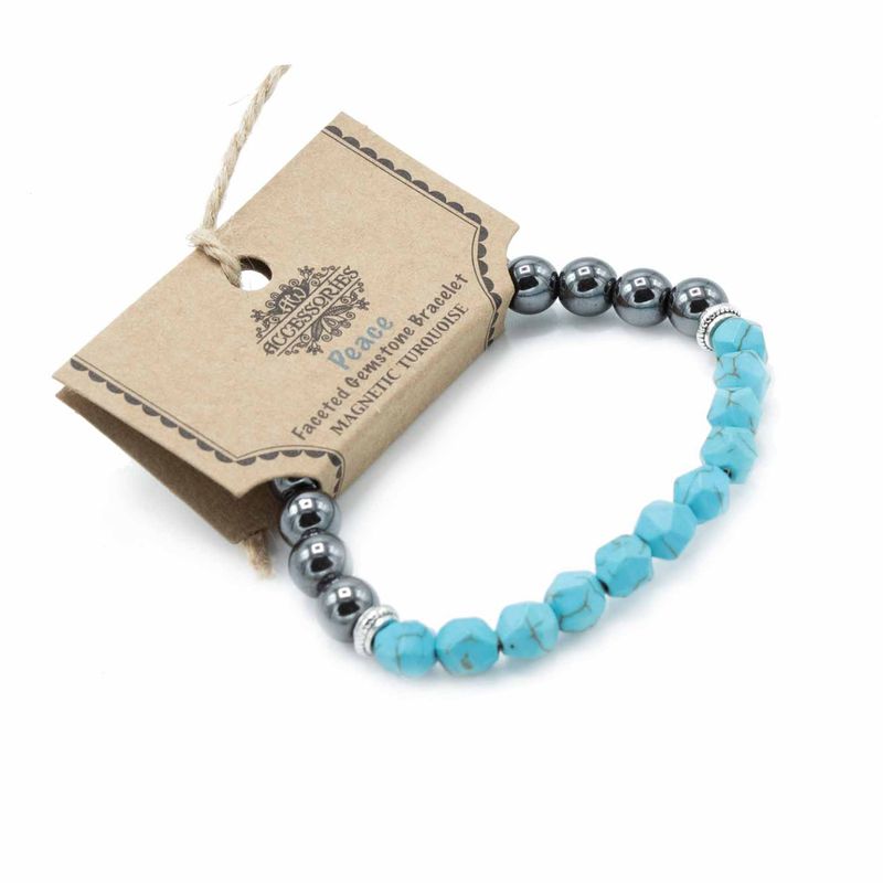 Faceted Gemstone Bracelet - Magnetic Turquoise Howlite