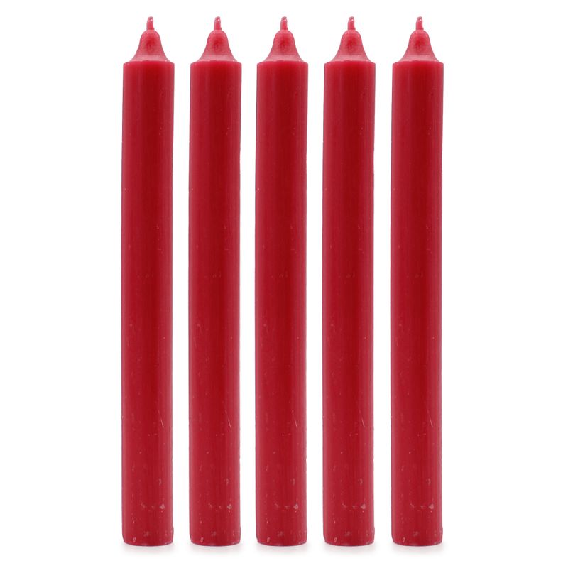 Solid Colour Dinner Candle Set - Pack of 21 - Rustic Red