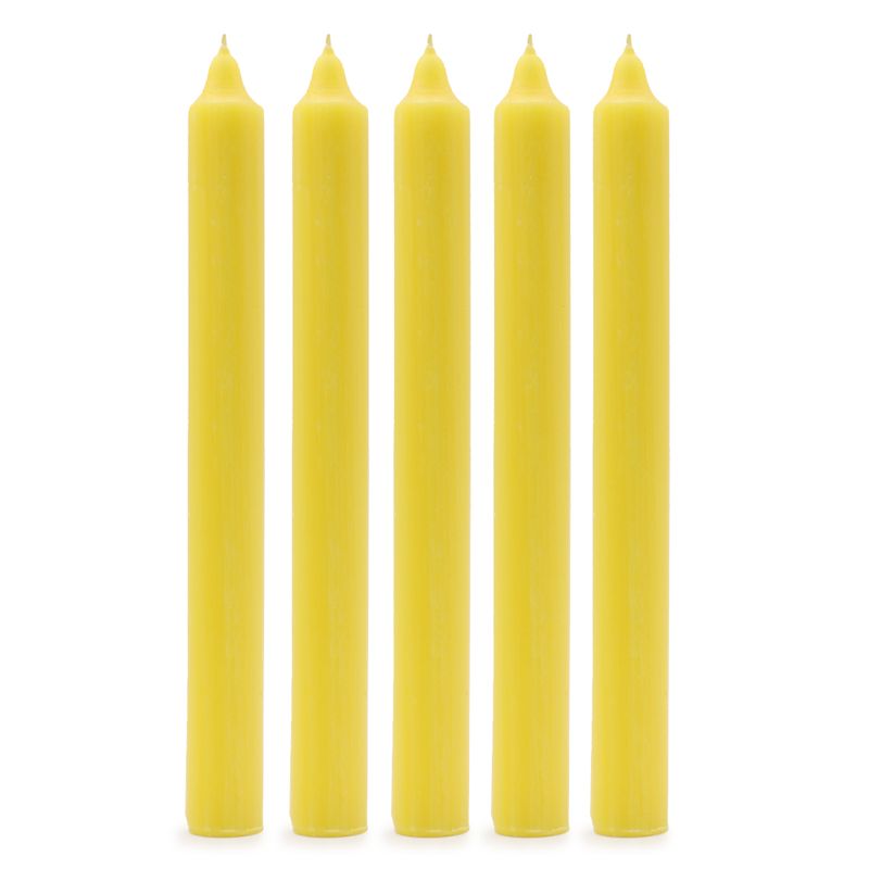 Solid Colour Dinner Candle Set - Pack of 21 - Rustic Lemon