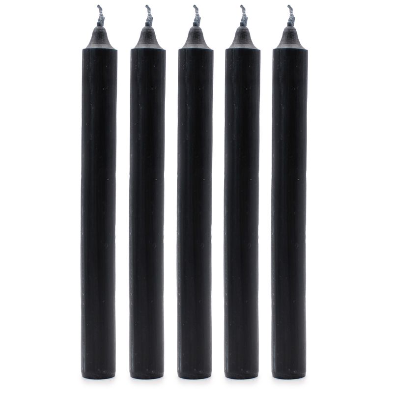 Bulk Solid Colour Dinner Candles - Rustic Black