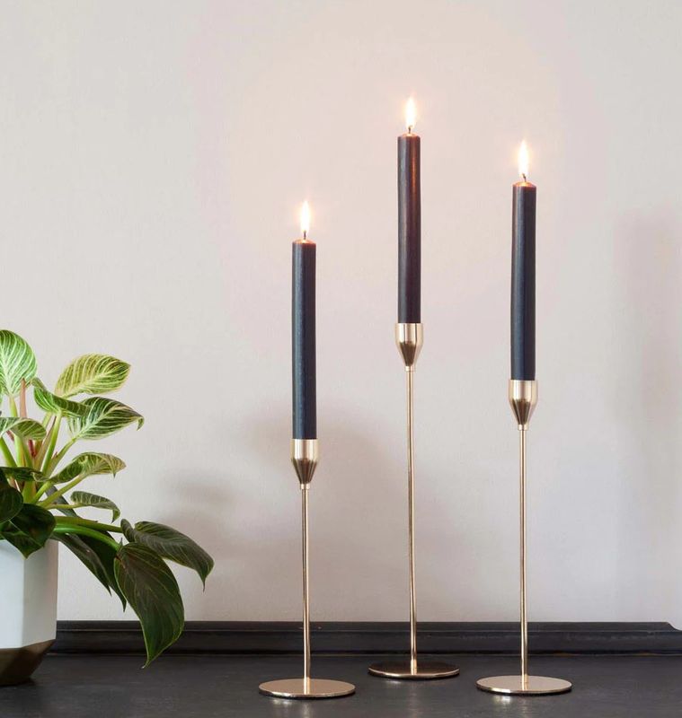 Bulk Solid Colour Dinner Candles - Rustic Black
