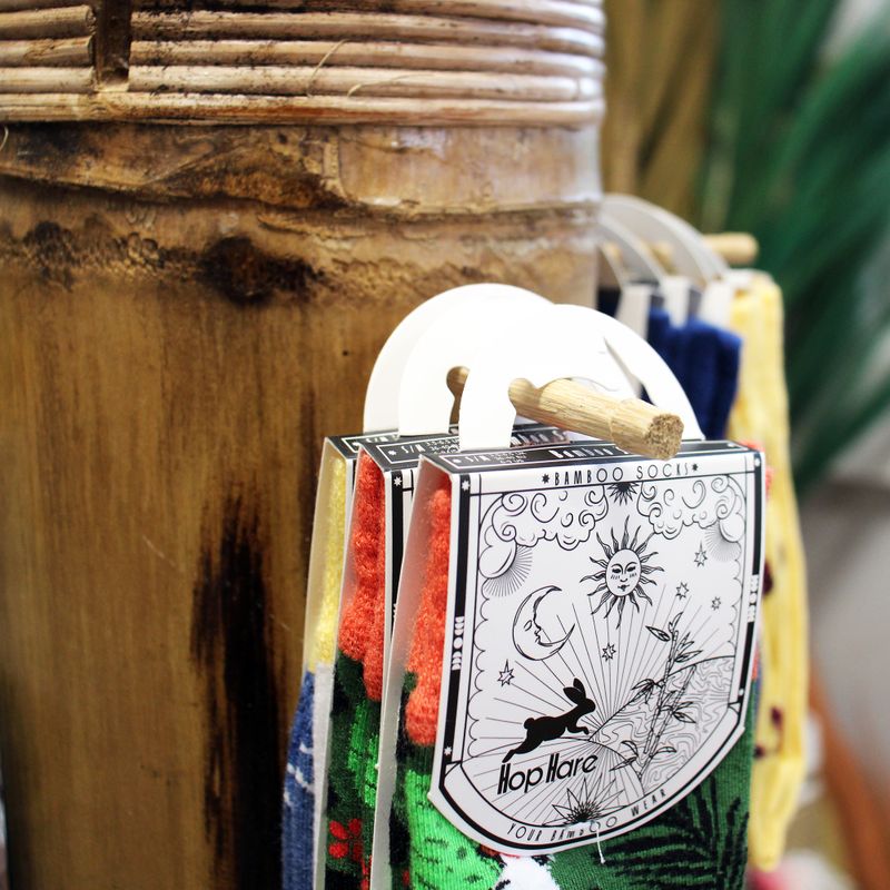 Bamboo Display Tube Stand 8 Pegs - 68x15cm