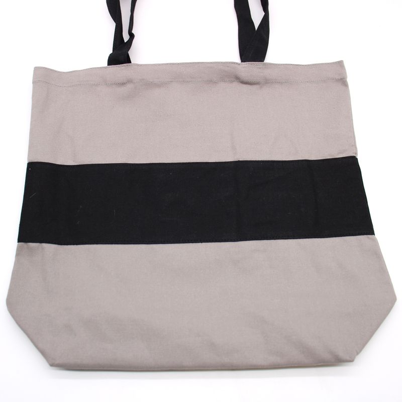Two Tone Cotton Bag - 38x42x12cm - Grey & Black- 10oz