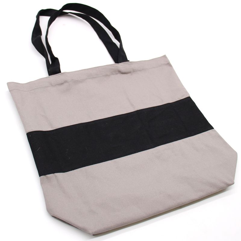 Two Tone Cotton Bag - 38x42x12cm - Grey & Black- 10oz