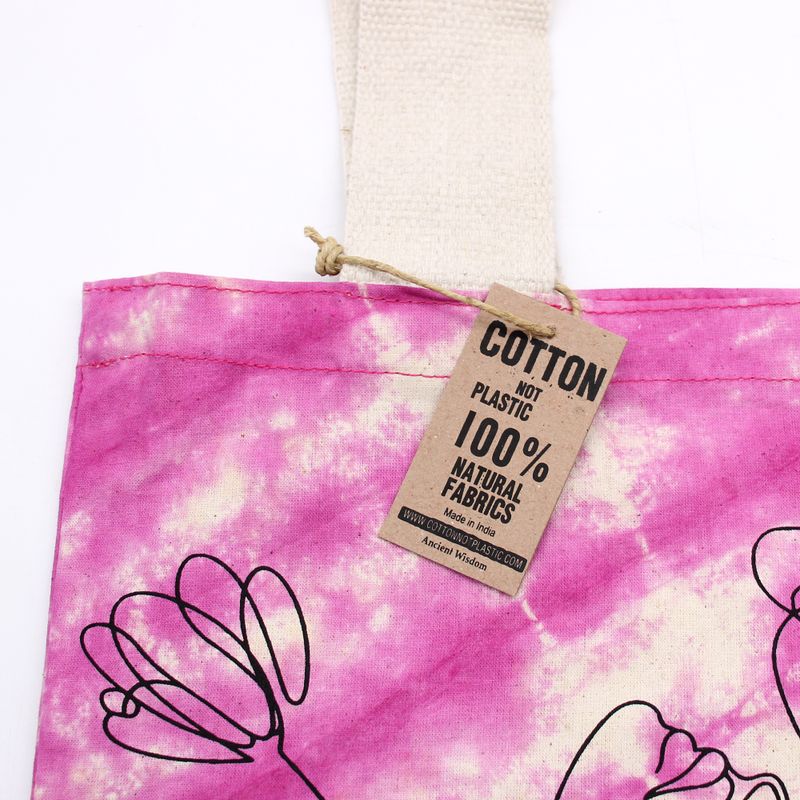 Tie-Dye Cotton Bag (6oz) - Compass - Blue - Natural Handle