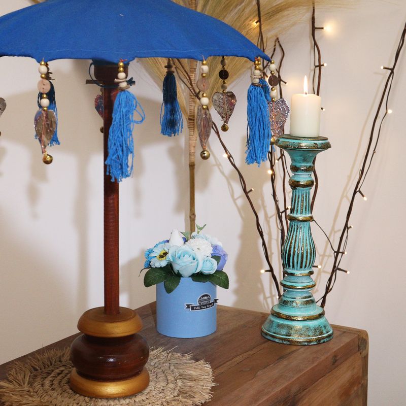 Bali Home Decor Parasol - Cotton - Turquoise - 40cm