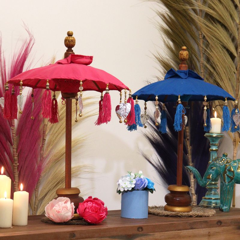 Bali Home Decor Parasol - Cotton - Turquoise - 40cm