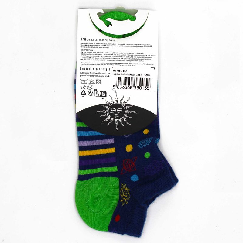 Hop Hare Bamboo Socks Low  - 7 Chakra S/M