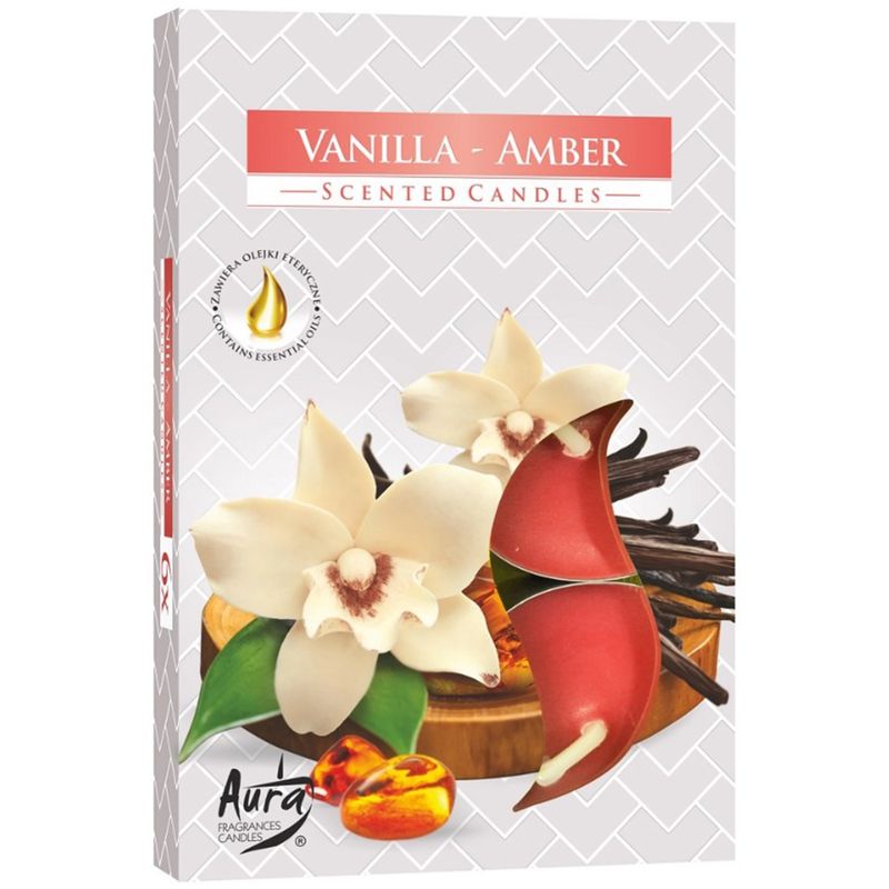 Set of 6 Scented Tealights - Vanilla & Amber