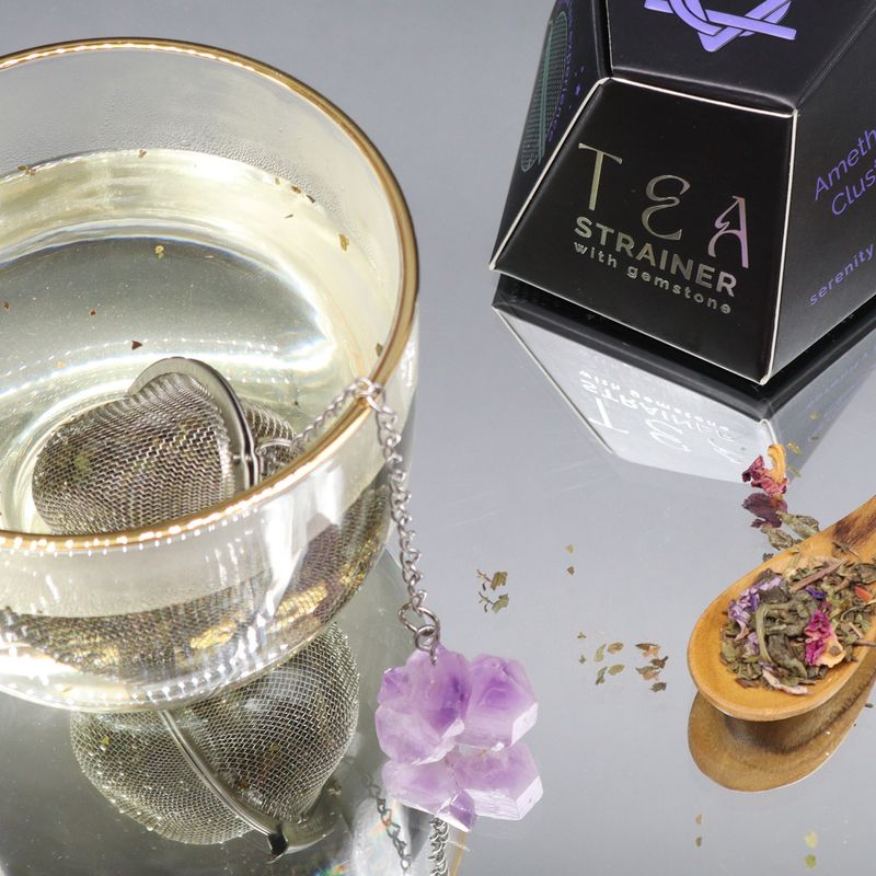 Raw Gemstone Tea Strainer - Amethyst Cluster