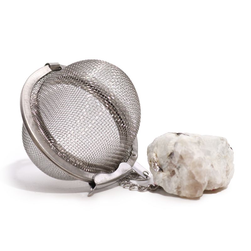 Raw Gemstone Tea Strainer - Rainbow Moonstone