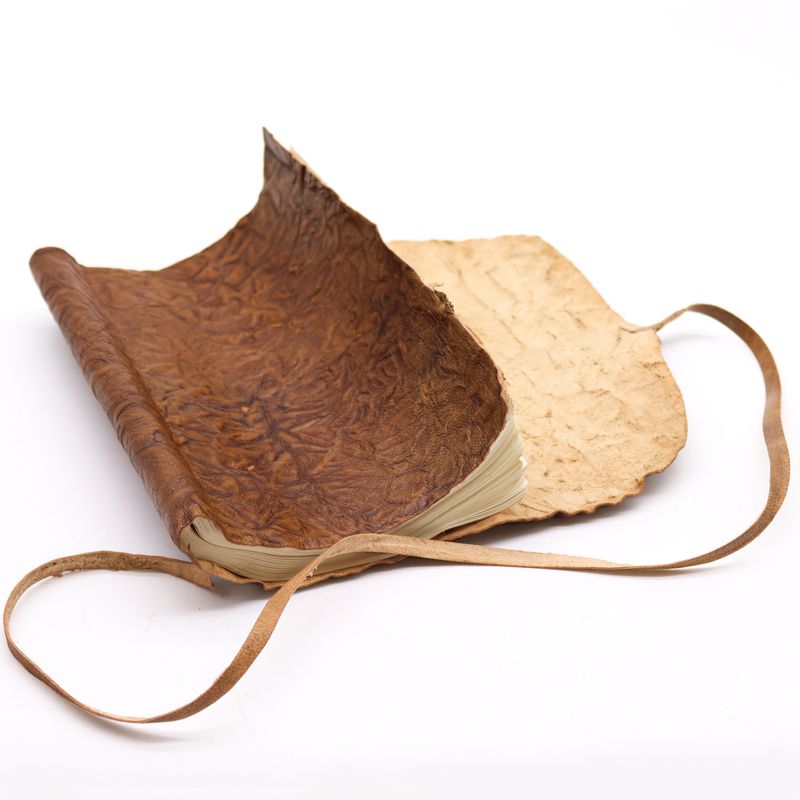 Rolled Leather Travel Notebook - 96 pages - Natural 6x8"