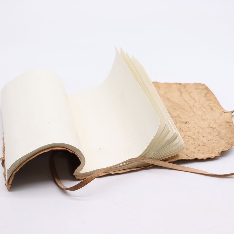 Rolled Leather Travel Notebook - 96 pages - Natural 6x8"