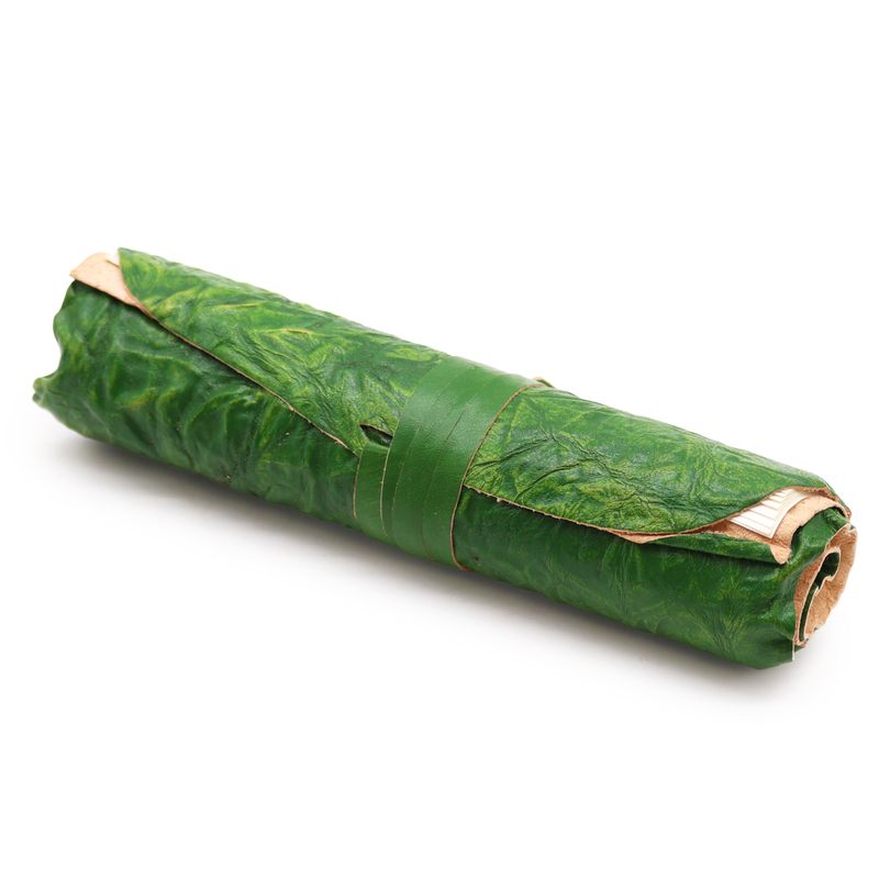 Rolled Leather Travel Notebook - 96 pages - Green 6x8"
