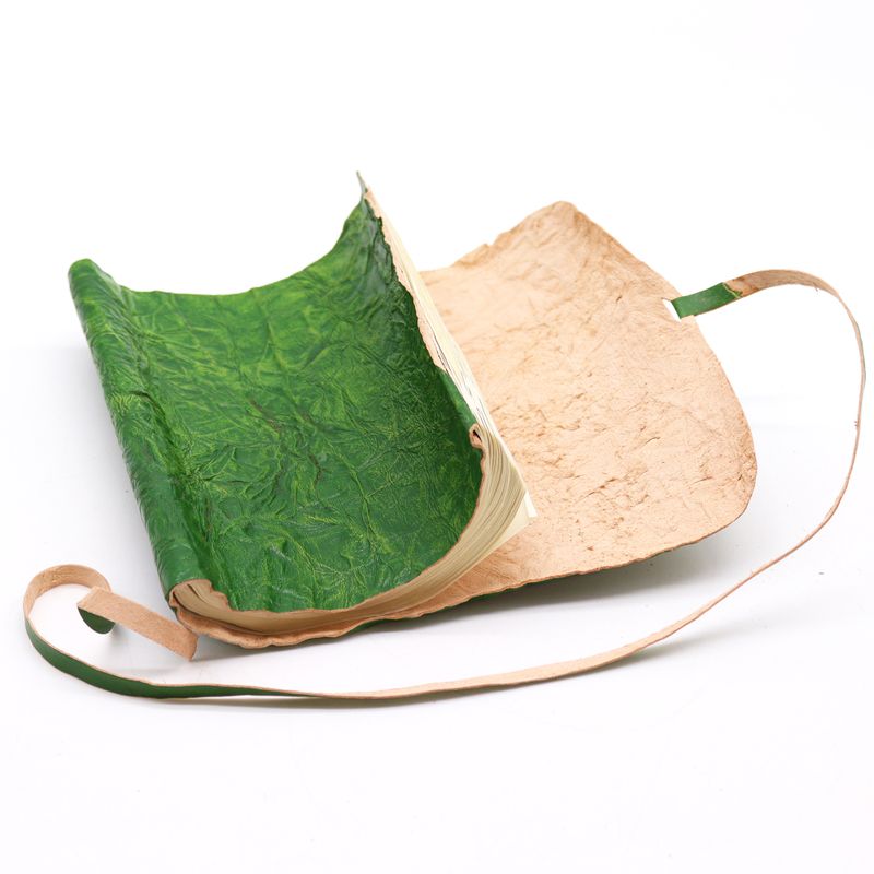 Rolled Leather Travel Notebook - 96 pages - Green 6x8"