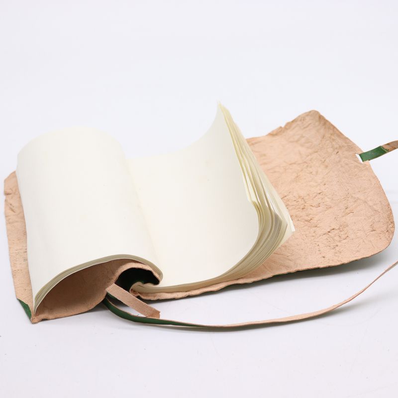 Rolled Leather Travel Notebook - 96 pages - Green 6x8"