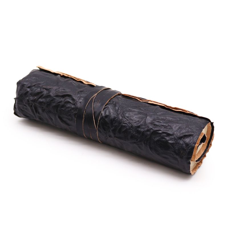 Rolled Leather Travel Notebook - 96 pages - Black 6x8"