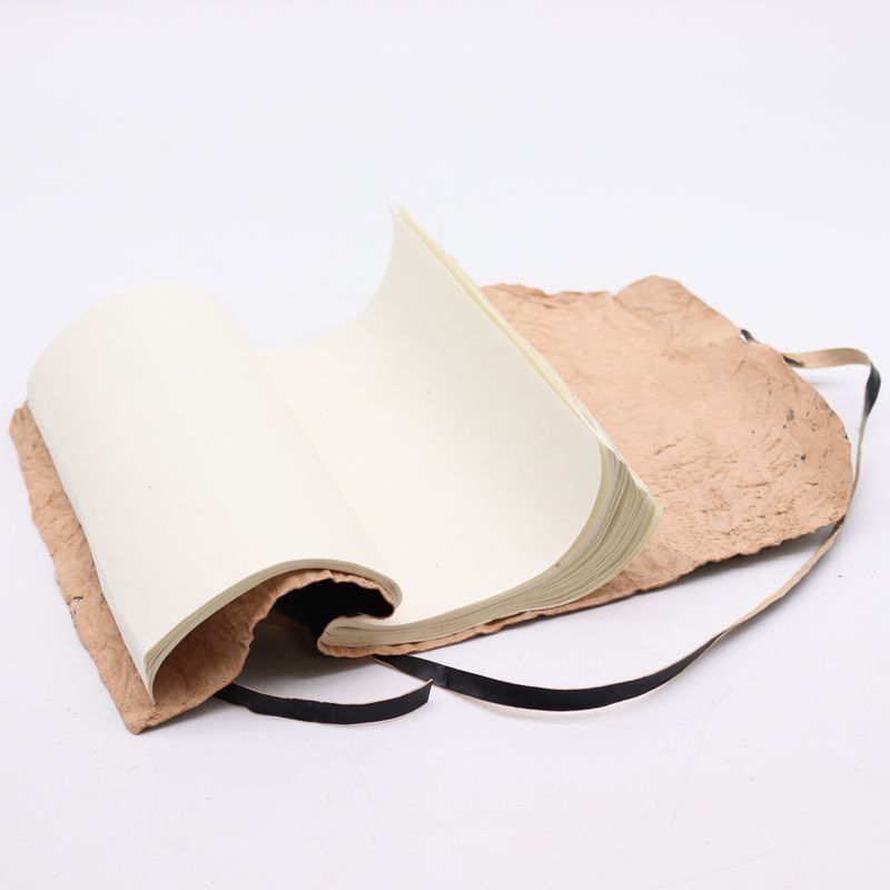 Rolled Leather Travel Notebook - 96 pages - Black 6x8"