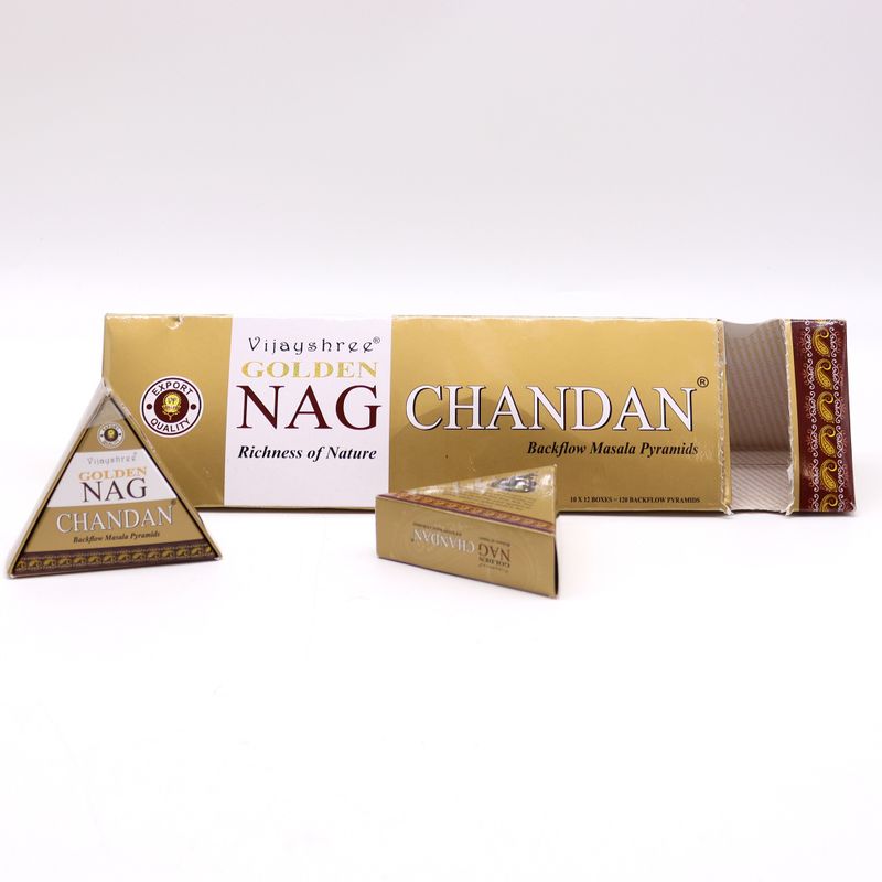 42g Jumbo Golden Nag - Chandan Back Flow Incense Cones
