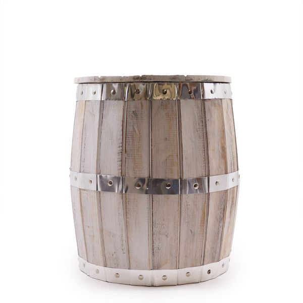 Beer Barrel Stool - Whitewash 38x32cm