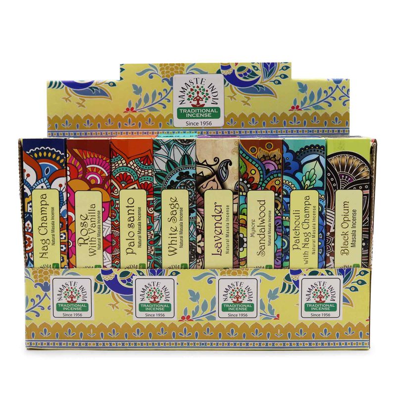 Namaste Mandala Masala Incense Display Pack (6x8 Fragrance)